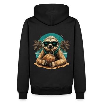 Tropen-Chill: Faultier mit Kokosnuss - Sweat à capuche Premium bio Homme - noir - Dos - Nico (187cm)