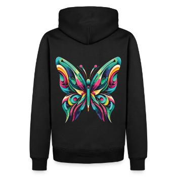 Jeu de couleurs : la magie moderne des papillons - Sweat à capuche Premium bio Homme - noir - Dos - Nico (187cm)
