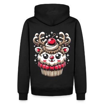 Délicatesse de renne : Cupcake de Noël sucré - Sweat à capuche Premium bio Homme - noir - Dos - Nico (187cm)
