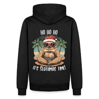 Noël tropical : paresseux et noix de - Sweat à capuche Premium bio Homme - noir - Dos - Nico (187cm)