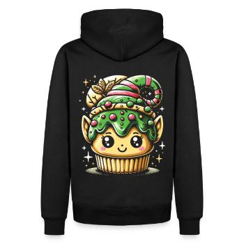 Sweet Elf Delight: Christmas Cupcake - Men’s Premium Organic Hoodie - black - Back - Nico (187cm)