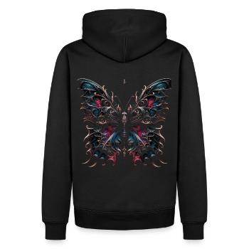 Dunkle Flügel: Gotischer Schmetterlingszauber - Männer Premium Bio Hoodie - Schwarz - Hinten - Nico (187cm)