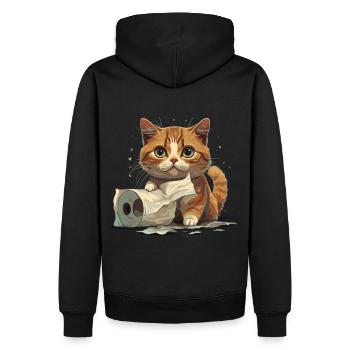 Chaton espiègle : Plaisir de la toilette - Sweat à capuche Premium bio Homme - noir - Dos - Nico (187cm)