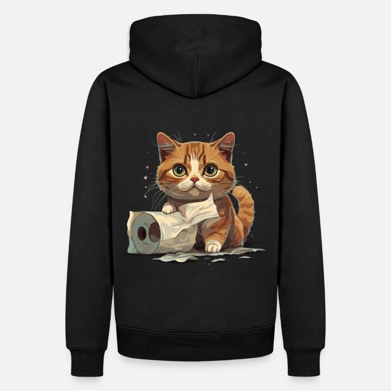 Verspieltes Kätzchen: Toilettenspaß - Männer Premium Bio Hoodie - Schwarz