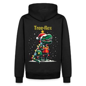 Arbre Rex avec guirlandes lumineuses et cadeau de Noël - Sweat à capuche Premium bio Homme - noir - Dos - Nico (187cm)