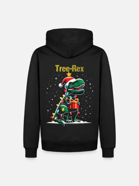 Tree Rex mit Lichterkette und Geschenk Weihnachten - Männer Premium Bio Hoodie - Schwarz