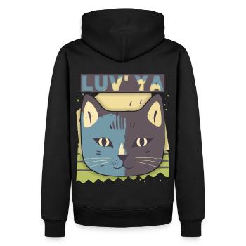 Chat de la Saint-Valentin, tête de chat, déclaration d’amour - Sweat à capuche Premium bio Homme - noir - Dos - Nico (187cm)