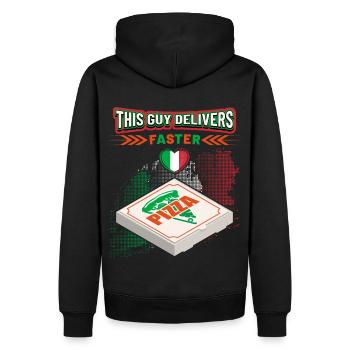 Lustiger Pizza Spruch für Pizza Lieferant - Männer Premium Bio Hoodie - Schwarz - Hinten - Nico (187cm)