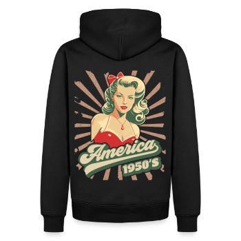 Amerika, USA, Rock'n'Roll, 1950er Jahre, Pin-up - Männer Premium Bio Hoodie - Schwarz - Hinten - Nico (187cm)