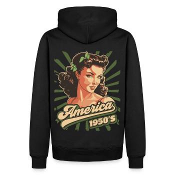 Pin-up, Amerika USA 1950er Jahre, Rock'n'Roll - Männer Premium Bio Hoodie - Schwarz - Hinten - Nico (187cm)