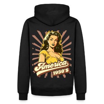 Amerika USA 1950er Jahre, Pin-up, Rock'n'Roll - Männer Premium Bio Hoodie - Schwarz - Hinten - Nico (187cm)