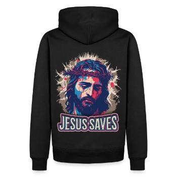 Jésus-Christ avec la couronne d’épines sur le chemin de la Passion - Sweat à capuche Premium bio Homme - noir - Dos - Nico (187cm)