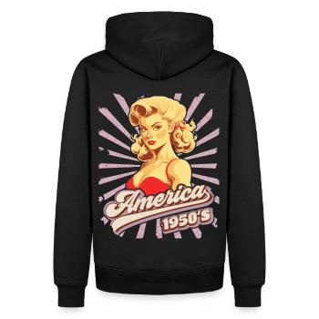 Pin-up, 1950er Jahre, Amerika, USA, Rock'n'Roll - Männer Premium Bio Hoodie - Schwarz - Hinten - Nico (187cm)