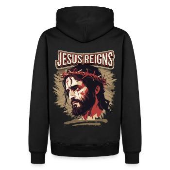 Jésus Passion Chemin Christ avec couronne d’épines - Sweat à capuche Premium bio Homme - noir - Dos - Nico (187cm)