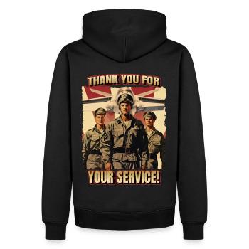 USA Veteran, Militär Kampf, Flugzeug Flagge Spruch - Männer Premium Bio Hoodie - Schwarz - Hinten - Nico (187cm)