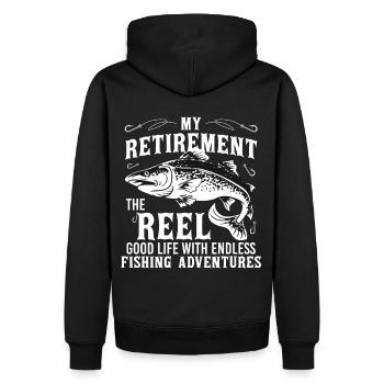 Funny Retired Fishermen Retirement Fishing - Männer Premium Bio Hoodie - Schwarz - Hinten - Nico (187cm)
