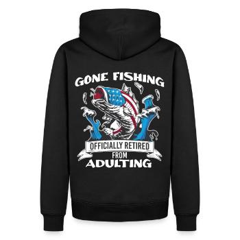 Officially Retired From Adulting Fishing Patriotic - Männer Premium Bio Hoodie - Schwarz - Hinten - Nico (187cm)