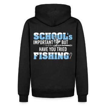 School's Important Funny Fishing Quote Fish Lover - Männer Premium Bio Hoodie - Schwarz - Hinten - Nico (187cm)