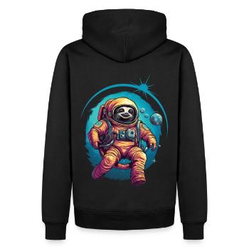 Faultier Astronaut Weltraum Raumfahrt Geschenk - Männer Premium Bio Hoodie - Schwarz - Hinten - Nico (187cm)