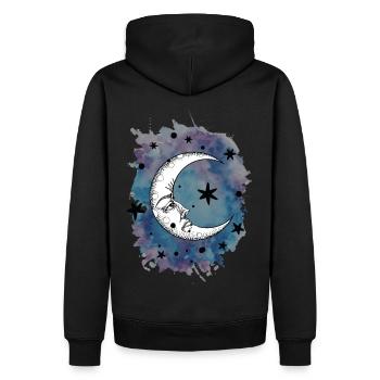 Lune étoiles aquarelle aquarelle espace extra-atmosphérique - Sweat à capuche Premium bio Homme - noir - Dos - Nico (187cm)