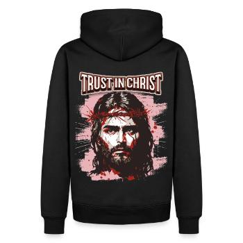 Jésus-Christ avec la couronne d’épines dicton chrétien - Sweat à capuche Premium bio Homme - noir - Dos - Nico (187cm)