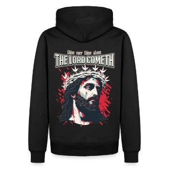 Dicton chrétien : Jésus-Christ avec une couronne d’épines - Sweat à capuche Premium bio Homme - noir - Dos - Nico (187cm)