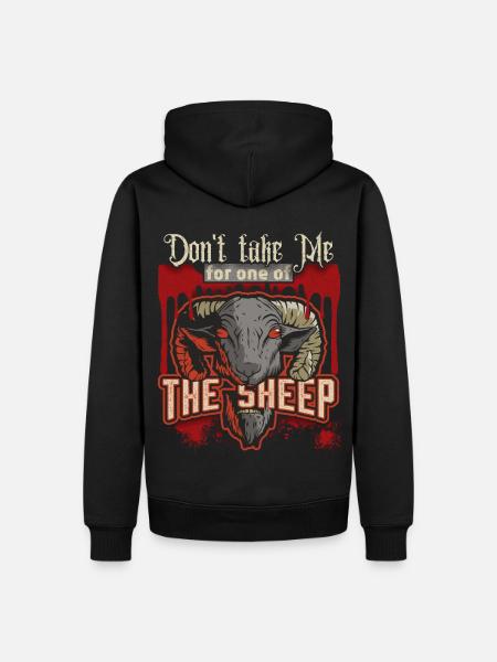 Cartoon Horror Sheep's Head, Sheep Horror Movie Saying - Men’s Premium Organic Hoodie - black