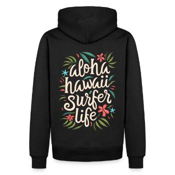 Surfen Surfer Aloha Spruch Zitat - Männer Premium Bio Hoodie - Schwarz - Hinten - Nico (187cm)