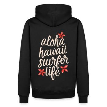 Surfen Surfer Aloha Surfer Life Spruch Zitat - Männer Premium Bio Hoodie - Schwarz - Hinten - Nico (187cm)