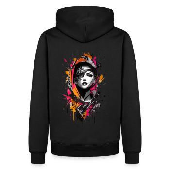 Abstrait coloré jeune femme Graffiti Art - Sweat à capuche Premium bio Homme - noir - Dos - Nico (187cm)