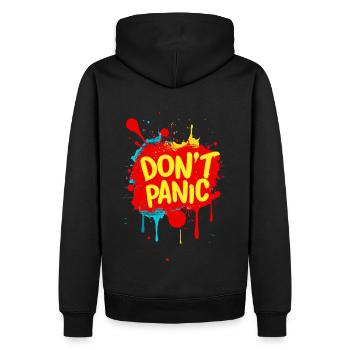 Don't Panic! Lustiger Spruch Zitat Statement - Männer Premium Bio Hoodie - Schwarz - Hinten - Nico (187cm)