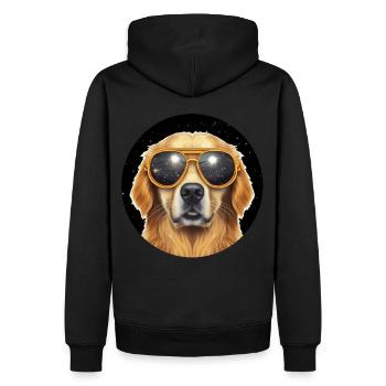 Golden Retriever In Galaxy Eyeglasses Galaxy Dog L - Männer Premium Bio Hoodie - Schwarz - Hinten - Nico (187cm)