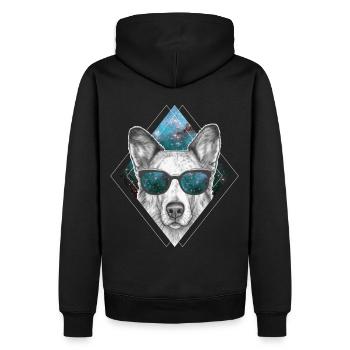 German Shepherd Galaxy Glasses Astronomy Dog Space - Männer Premium Bio Hoodie - Schwarz - Hinten - Nico (187cm)