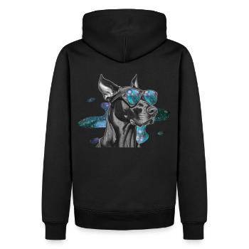Dobermann Space Glasses Galaxy Astronomy Dog Sungl - Männer Premium Bio Hoodie - Schwarz - Hinten - Nico (187cm)