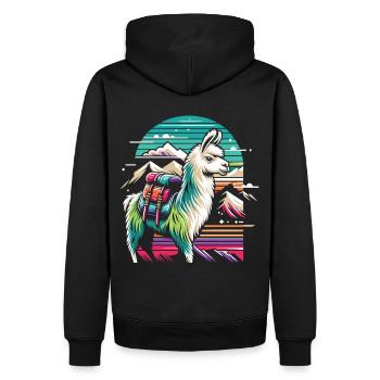Lama d’aventure : Randonnée en montagne - Sweat à capuche Premium bio Homme - noir - Dos - Nico (187cm)