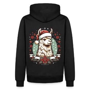 Lama en robe de Noël : joie festive - Sweat à capuche Premium bio Homme - noir - Dos - Nico (187cm)