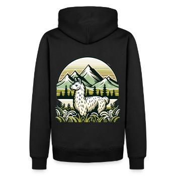 Mountaineer Lama : Aventure dans les hauteurs - Sweat à capuche Premium bio Homme - noir - Dos - Nico (187cm)