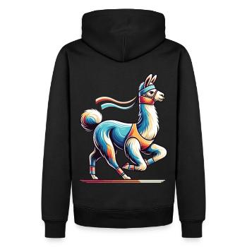 Lama coureur : le fitness avec style - Sweat à capuche Premium bio Homme - noir - Dos - Nico (187cm)