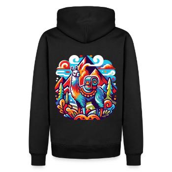 Lama de randonnée : De sommet en sommet - Sweat à capuche Premium bio Homme - noir - Dos - Nico (187cm)
