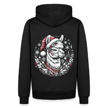 Lama dans le rêve de flocon de neige : Splendeur festive - Sweat à capuche Premium bio Homme - noir - Dos - Nico (187cm)