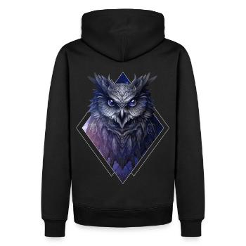 Celestial Owl Space Bird Galaxy Nebula Spirit Anim - Männer Premium Bio Hoodie - Schwarz - Hinten - Nico (187cm)
