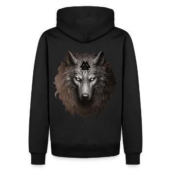 Viking Wolf Valknut Celtic Spirit Animal Valhalla - Männer Premium Bio Hoodie - Schwarz - Hinten - Nico (187cm)