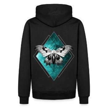 Celestial Moth Space Butterfly Occult Galaxy Y2K G - Männer Premium Bio Hoodie - Schwarz - Hinten - Nico (187cm)