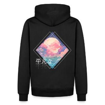 Sky Full Moon Clouds Kawaii Lofi Japanese Anime Ae - Männer Premium Bio Hoodie - Schwarz - Hinten - Nico (187cm)