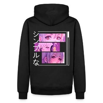 Kawaii Lofi Retro Otaku Soft Girl Aesthetic Anime - Männer Premium Bio Hoodie - Schwarz - Hinten - Nico (187cm)