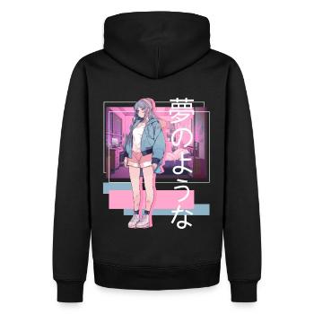 Kawaii Anime Lofi Girl Retro Japanese Soft Girl Ae - Männer Premium Bio Hoodie - Schwarz - Hinten - Nico (187cm)