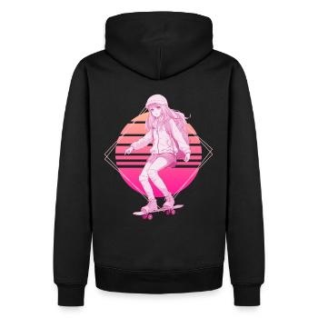 Skater Girl Lofi Skateboard Japanese Vaporwave Ret - Männer Premium Bio Hoodie - Schwarz - Hinten - Nico (187cm)