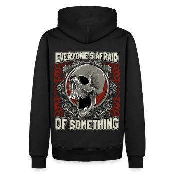 Totenkopf, Vintage Skull, Angst lustiger Spruch - Männer Premium Bio Hoodie - Schwarz - Hinten - Nico (187cm)