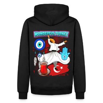 Türkei, Derwische, Türkischer Tee, Türkisches Auge - Männer Premium Bio Hoodie - Schwarz - Hinten - Nico (187cm)