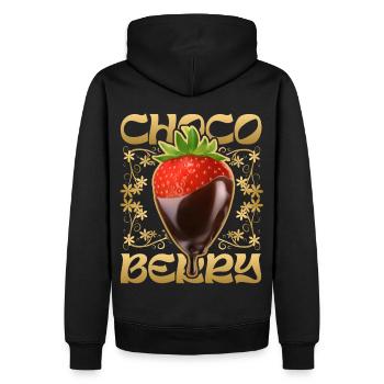 Erdbeere mit Schokolade - Männer Premium Bio Hoodie - Schwarz - Hinten - Nico (187cm)